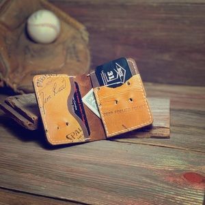 Baseball Glove Recycled Leather Bifold Wallet